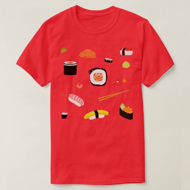 I Kärlek Sushi Roll T Shirt (Design framsida)