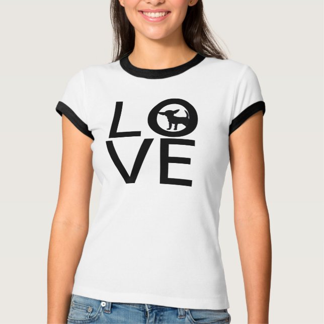 I KÄRLEK | Svart liten hund T-Shirt (Framsida)