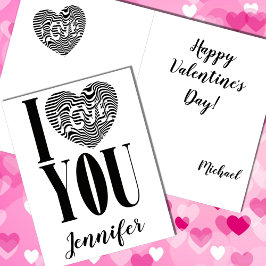 I kärlek, svart och vitt, strimmigt hjärta helgkort