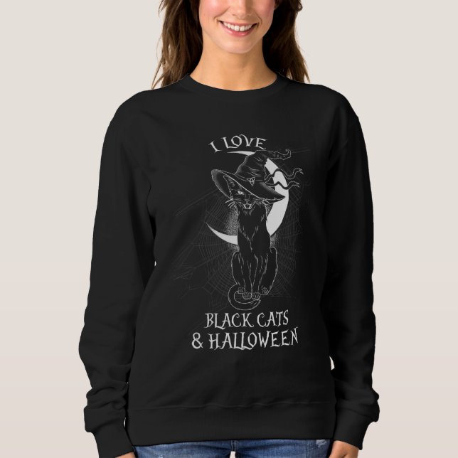 I Kärlek Svarta katter Horror Natten - Spooky T Shirt (Framsida)