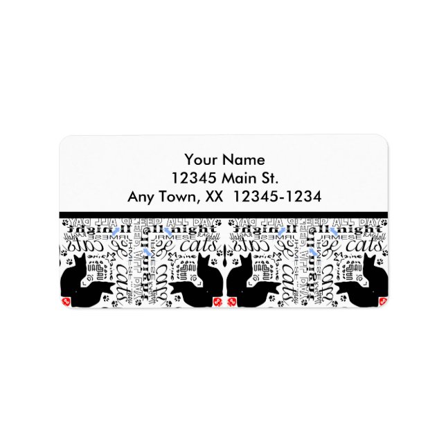 I Kärlek Svarta katter Kaleidoscope-etikett Adressetikett (Framsidan)