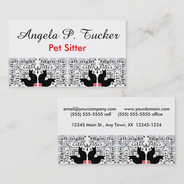 I Kärlek Svarta katter Kaleidoscope Visitkort (Fram/baksida)