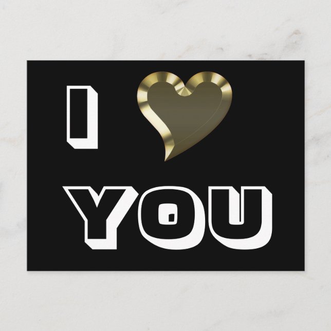 I Kärlek Svartar du guld, modern, fetstil, typogra Vykort (Framsida)