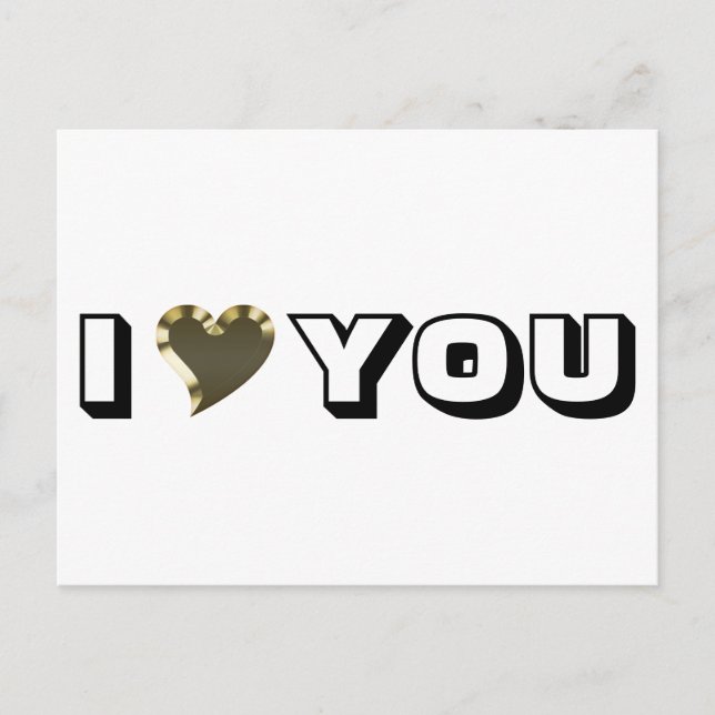 I Kärlek Svartar du guld, modern, fetstil, typogra Vykort (Framsida)