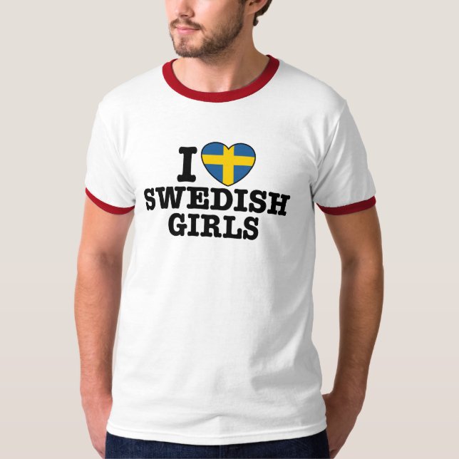 I Kärlek, svenska flickor T Shirt (Framsida)