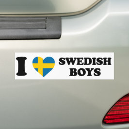I kärlek, svenska pojkar - Svenska Flagga hjärtdes Bildekal