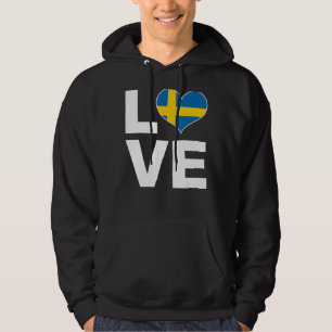 I Kärlek Sverige Heart Flagga Sverige Hoodie