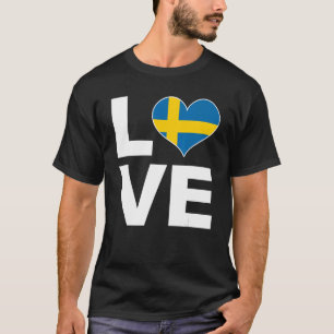 I Kärlek Sverige Heart Flagga Sverige T Shirt