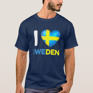 I Kärlek Sverige Hjärtar jag svenska Sverigens fam T Shirt