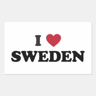 I KÄRLEK SVERIGE REKTANGULÄRT KLISTERMÄRKE