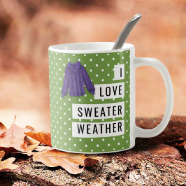 I Kärlek Sweater Weather Roligt White Polka dots G Kaffemugg