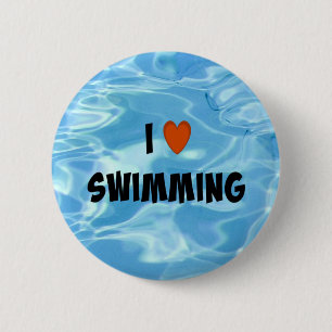 I Kärlek Swimming—Bjud in Blue Vatten Knapp