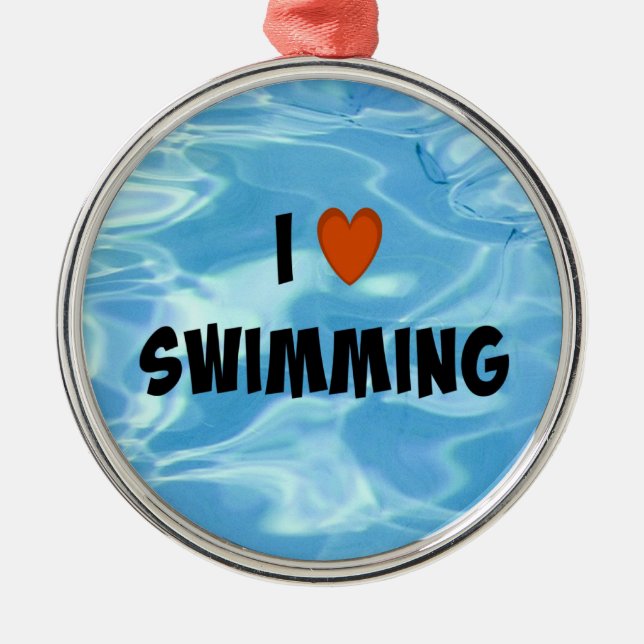 I Kärlek Swimming Metall Ornament (Framsidan)