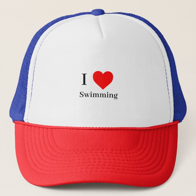 I kärlek Swimming Typography & Red Heart Keps (Framsida)