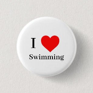 I kärlek Swimming Typography & Red Heart Knapp