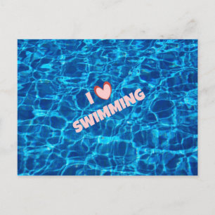I Kärlek Swimming Vykort
