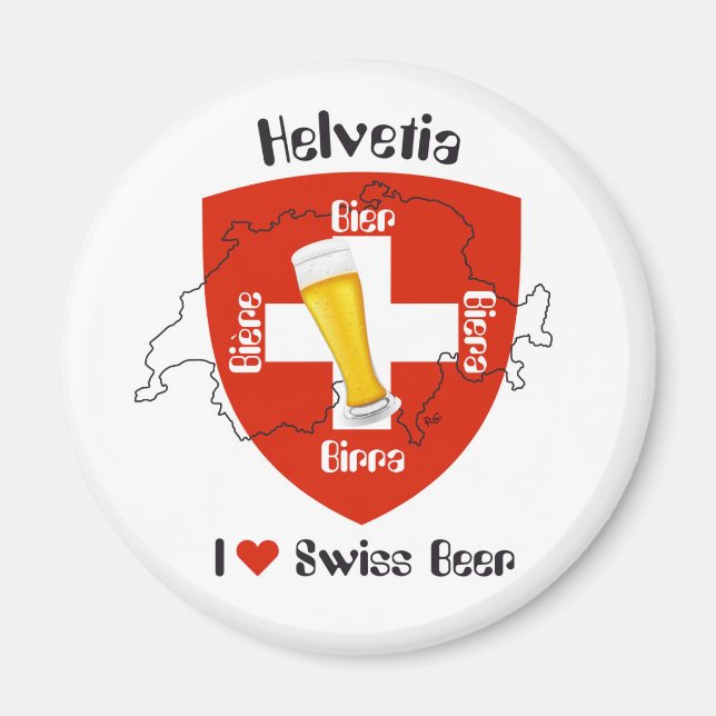 I kärlek Swiss Beer Magnet (Framsidan)