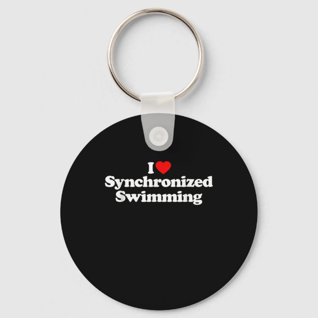 I Kärlek Synchronized Swimming Heart Souvenir Funn Nyckelring (Framsida)