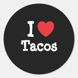 I kärlek Tacos hjärta T-Shirt Runt Klistermärke