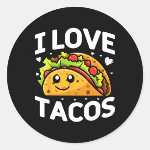 I Kärlek Tacos Mexican Party I Kärlek Tacos Cinco Runt Klistermärke