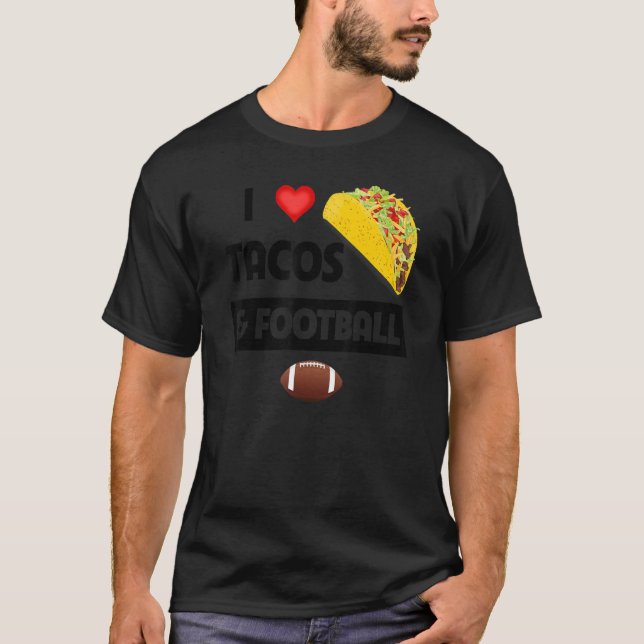 I Kärlek Tacos och Football Mexican Food Family Sp T Shirt (Framsida)