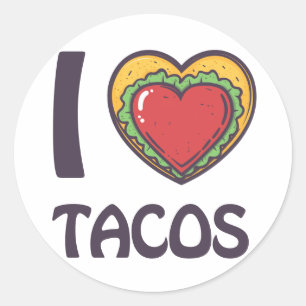 I kärlek Tacos Runt Klistermärke