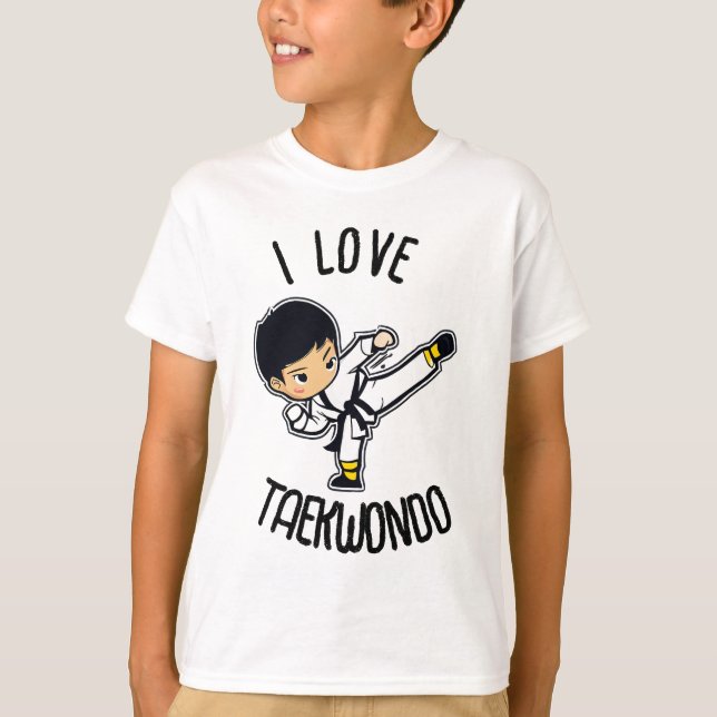 I Kärlek Taekwondo Kids Martial Art Tecknad Artwor T Shirt (Framsida)