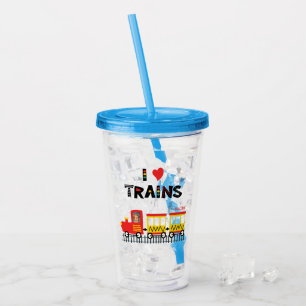 I Kärlek Tåg färgstarka barn Foto och Namn Take Away Mugg