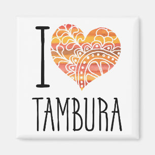I Kärlek Tambura Orange Mandala Heart Magnet