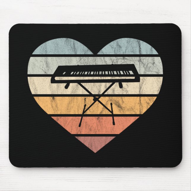 I Kärlek Tangentbord och Synthie Retro Heart Musmatta (Framsidan)