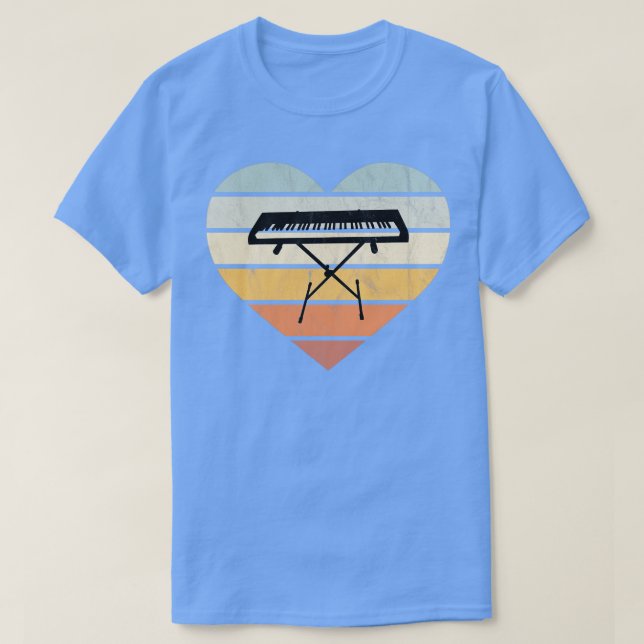 I Kärlek Tangentbord och Synthie Retro Heart T Shirt (Design framsida)