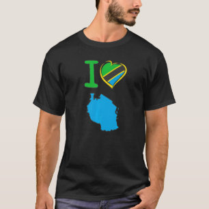 I kärlek Tanzania Tanzania flagga i form av en h T Shirt