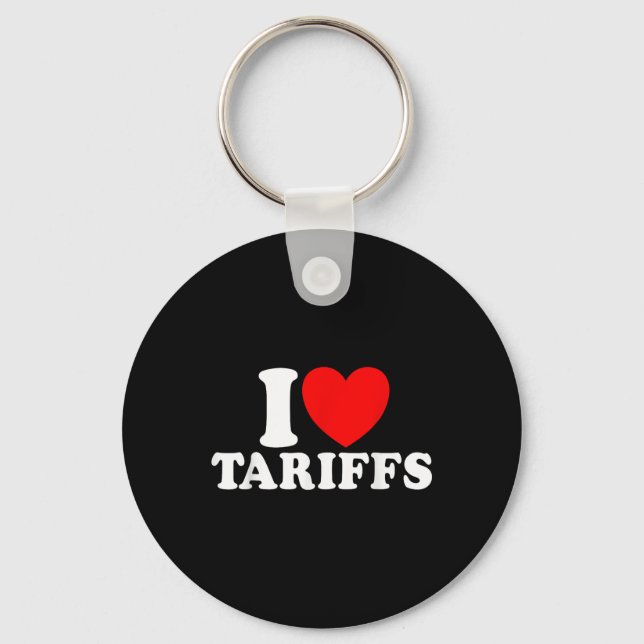 I Kärlek Tariffs Red Heart Funny Trump Tariff Nyckelring (Framsida)
