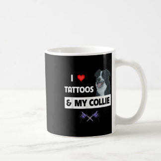 I Kärlek Tattoos och Gräns Collie Hund Tattooed M Kaffemugg
