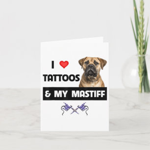 I Kärlek Tattoos och Mastiff Tattoed Hund Pappa Kort