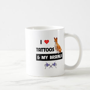 I Kärlek Tattoos och min baskenji Hund Tattooed Ma Kaffemugg