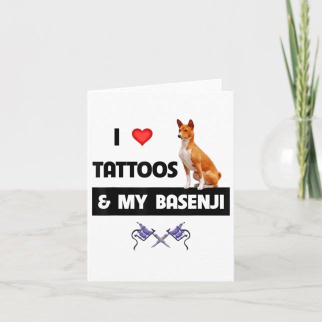 I Kärlek Tattoos och min baskenji Hund Tattooed Ma Kort (Framsida)