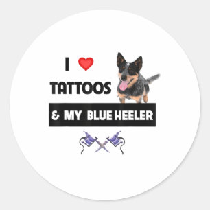 I Kärlek Tattoos och min blå Heeler Herd Hund Tatt Runt Klistermärke