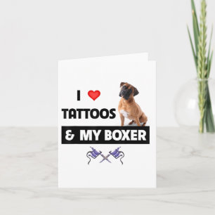 I Kärlek Tattoos och min Boxer Bulldog Tattoed Hun Kort