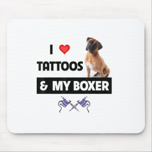 I Kärlek Tattoos och min Boxer Bulldog Tattoed Hun Musmatta