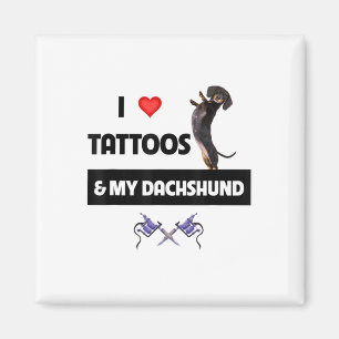 I Kärlek Tattoos och min Dachshund Hund Tattooed D Magnet