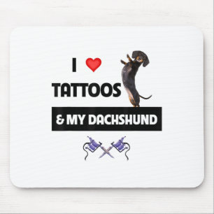 I Kärlek Tattoos och min Dachshund Hund Tattooed D Musmatta