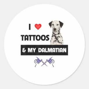 I Kärlek Tattoos och min Dalmatiske Hund som tog M Runt Klistermärke