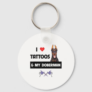 I Kärlek Tattoos och min Doberman Pinscher Hund Ta Nyckelring