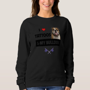 I Kärlek Tattoos och min engelska Bulldog Hund Tat T Shirt