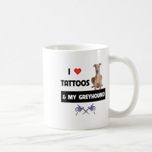 I Kärlek Tattoos och min Greyhound Tävla Hund Tatt Kaffemugg