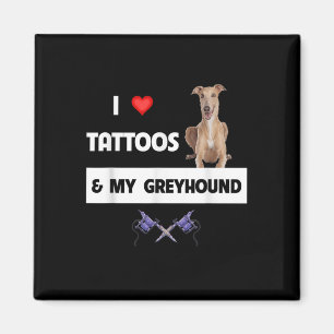 I Kärlek Tattoos och min Greyhound Tävla Hund Tatt Magnet