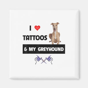 I Kärlek Tattoos och min Greyhound Tävla Hund Tatt Magnet