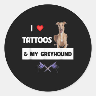 I Kärlek Tattoos och min Greyhound Tävla Hund Tatt Runt Klistermärke