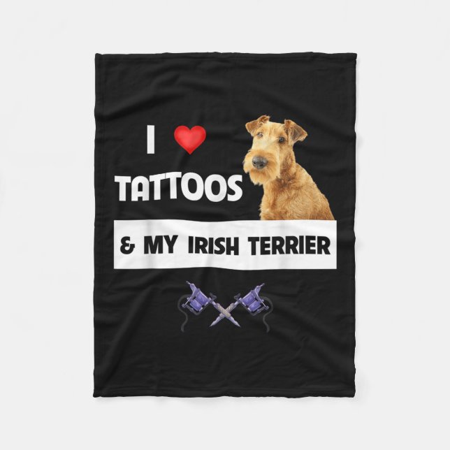I Kärlek Tattoos och min irländska Terrier Hund Pa Fleecefilt (Framsidan)